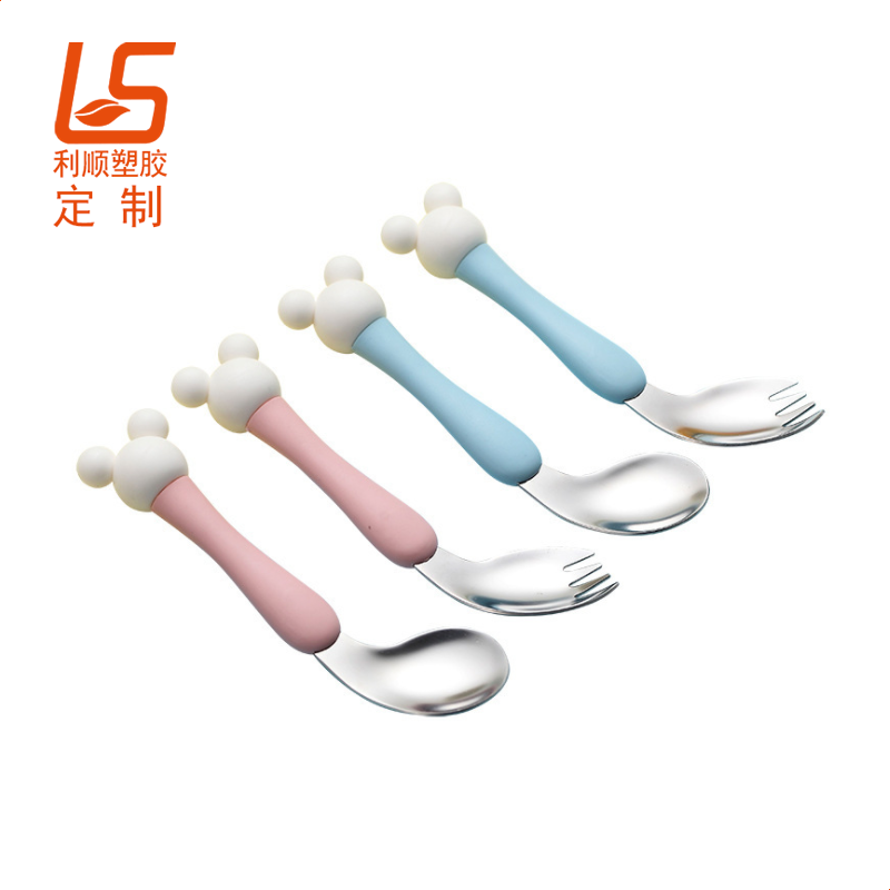 定制硅胶婴儿饭勺 硅胶儿童饭叉
